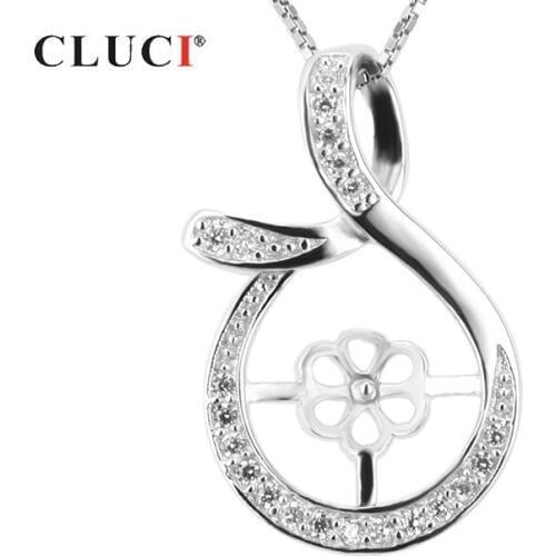 CLUCI 925 Sterling Silver Mysterious Circle Shaped Pearl Pendant Mounting Women Charms Pendant Silver 925 Fine Jewelry SP034SB