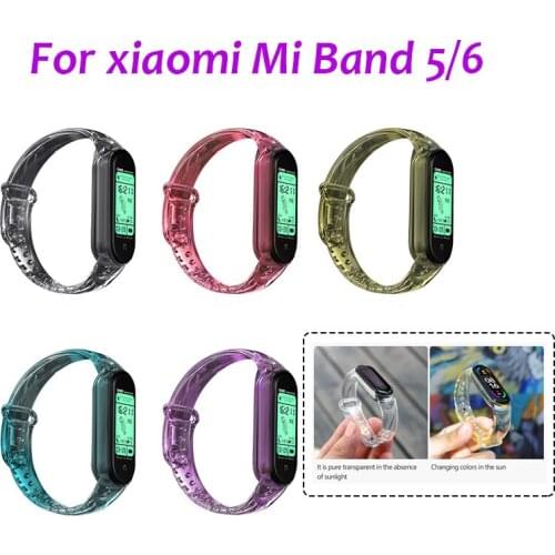 For Pulseira Mi Band 5 Replacement Silicone Color Changing Strap For Xiaomi Mi Band 6 Bracelet Smart Watch Wristband