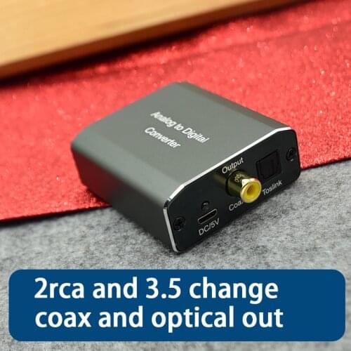 Stereo audio Rca input aux 3.5 mm jack to coaxial digital Optical fiber coax toslink out converter for pc mobile 7.1 5.1 sound