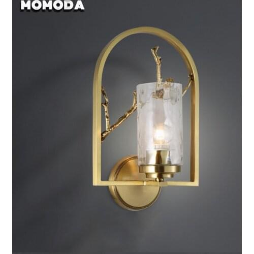 Post-modern Bird Branch LED Wall Lamps for Living Room Bedroom Bedside Art Deco Wall Sconce Light Brass Golden Lighting fixtures