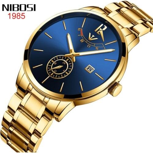 NIBOSI Unique Small Seconds Design Quartz Watch Sport Mens Watches Top Brand Luxury Men Waterproof Casual Stainless Steel Watch