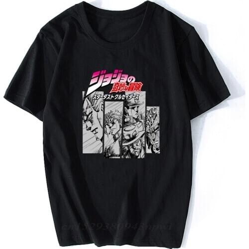 Jojos Bizarre Adventure Vintage Men Manga T-shirt Harajuku Streetwear Cotton Camisetas Hombre Men Vaporwave Japan Anime Shirt
