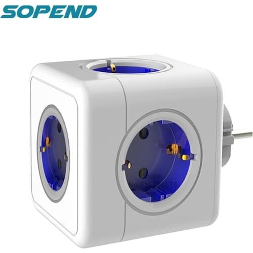 Sopend USB Type-C Ports Switch Eu Plug Power Strip Smart Powercube Thief Tee Socket Travel Adapter Outlet European Home Charger