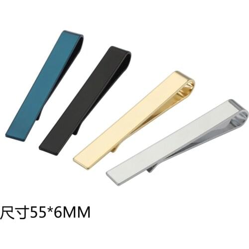 50pcs/lot Classic 55x6mm Tie Clips Copper Plating Bright Plain Tie Pins Tie Bar Simple Business Fashion Mens Jewelry Accessory