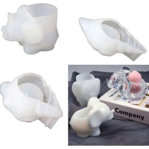 3Pcs Conch Elephant Shape Beauty Sponge Rack Mold Kit Makp Up Egg Stand Moulds