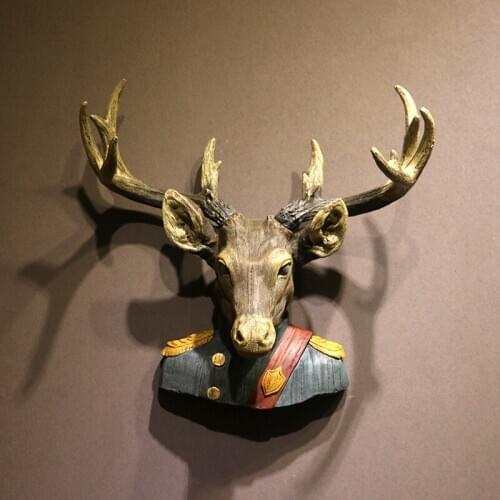 American retro wind lucky deer head living room decoration wall hanging restaurant wall decoration decoration jewelry pendant