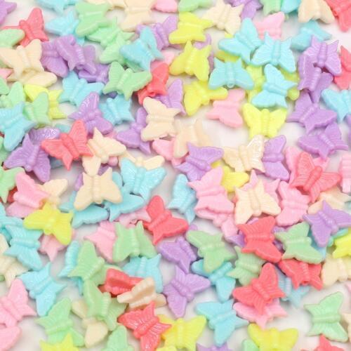 100Pcs Mixed Butterfly Acrylic Beads For Jewelry Marking Loose Spacer Beads Bracelet Necklace Charm Jewelry Finding 16X13mm