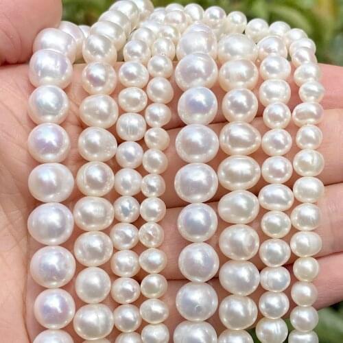 Natural Freshwater Pearl Beads High Quality Near Circle Shape Punch Loose Beads for Jewelry Making DIY Necklace Bracelet