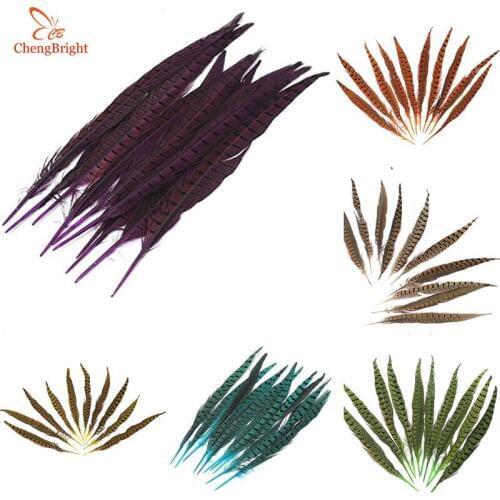 CHENGBRIGHT 50 Pcs Natural Pheasant Tail Feathers 25-30CM 10-12inch DIY Jewelry Wedding Decorations Feather Pheasant