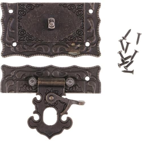 Vintage Style Wooden Box Suitcase Case Alloy Hasp Latch Hook Hasp Jewelry Box Latch Lock Case Boxes Quartet Buckle DIY Craft