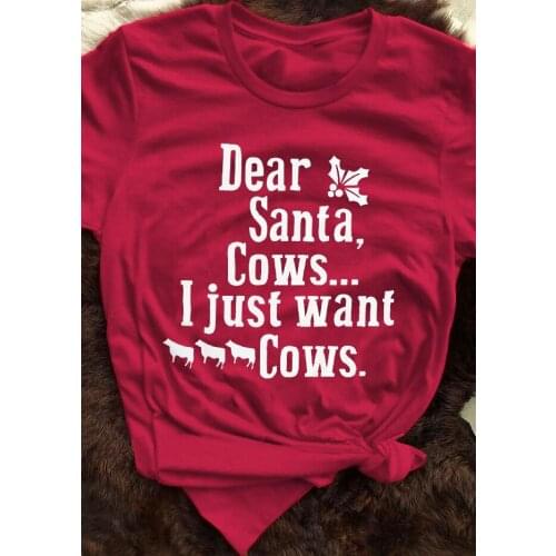 Aesthetic Camisetas Vintage Tee Streetwear Grunge Women Graphic Tumblr Top Dear Santa I Just Want Cows T Shirt Graphic T-shirts