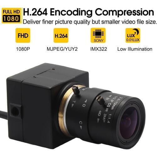 IMX322 CCTV USB Webcam 2.8-12mm varifocus lens H.264 Low illumination Mini USB with Cameras,High Speed USB2.0 Webcam