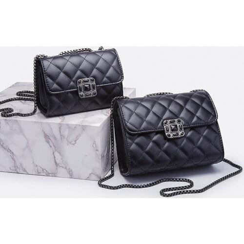 PU Leather Purses and Handbags High Quality Fashion Diamond Chain Bags for Women 2021 Girls Female Shoppers Casual Wallets