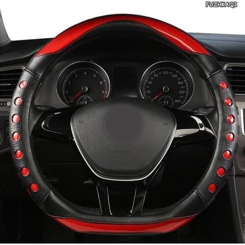 FUZHKAQI Microfiber Leather Car Steering Wheel Cover For Hondas Civics CRV BRV Fit Jazz Accords City Freed Mobilio Stream