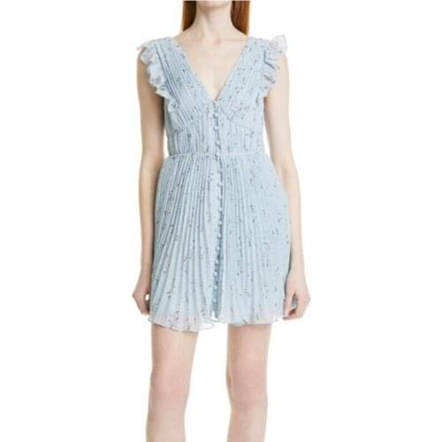 Summer Runway Designers Dress Women 2021 Sexy V-neck Sleeveless Printed Mini Dresses Elegant Draped Chiffon Vestido De Mujer