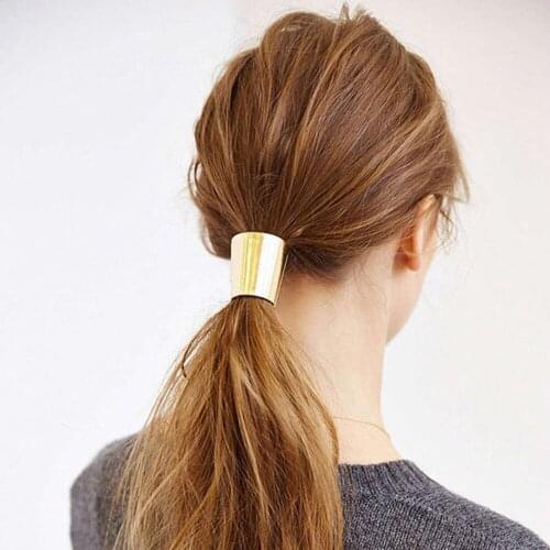 Ponytail Gold Silver Holder Solid Woman Girls Metal Elastic Hair Bands Mirror Cone Speaker Hair Accessories Hot Sale 4 Colors
