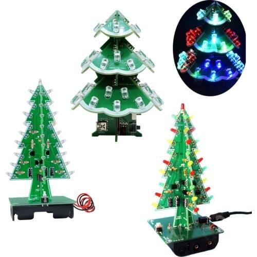 7 Colors Colorful LED Flash Christmas Tree DIY Kits LED 3D Rotating Music Christmas Tree Circuit Board Electronic Suite Holiday