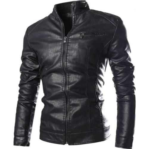 Novel Autumn PU Biker Jacket Men New Casual Motorcycle Leather Jacket Male Zippers Black Coats Jaqueta De Couro Masculina