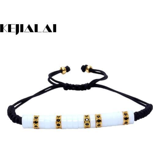 Kejialai 2018 Newest Anil Arjandas Men Bracelet Pave Black Micro CZ and White Wood Stopper Black Rope Macrame Bracelet for Men