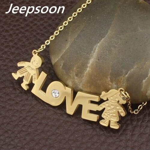 Boy and Girl Love Figure New Fashion Stainless Steel Jewelry Gold Color pendant and earring sets For Women Wholesale SGGIBCBG1