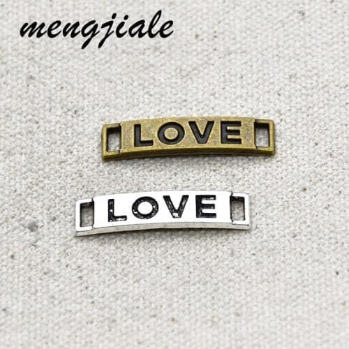 14pcs wholesale metal alloy charms Love connector charms for diy jewelry accessories findings 28*7mm