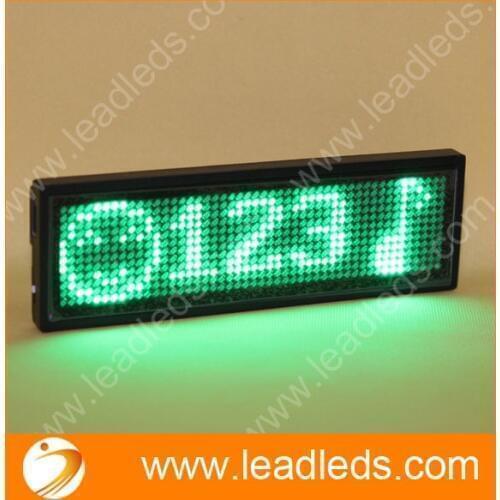 2sets rechargeable and USB Green color LED Programmable Scrolling Name Message Badge Tag Digital Display English Russian