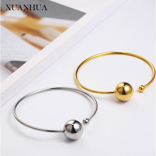XUANHUA Adjustable Steel Ball Cuff Bracelet Charm Stainless Steel Jewelry Woman Vogue 2019 Bracelets Bangles Jewelry Accessories