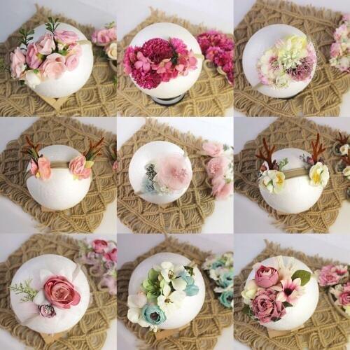 Newborn Photography Props Artificial Flower Handmade Baby Headbands Fotografia Girls Hair Accessories Baby Gift
