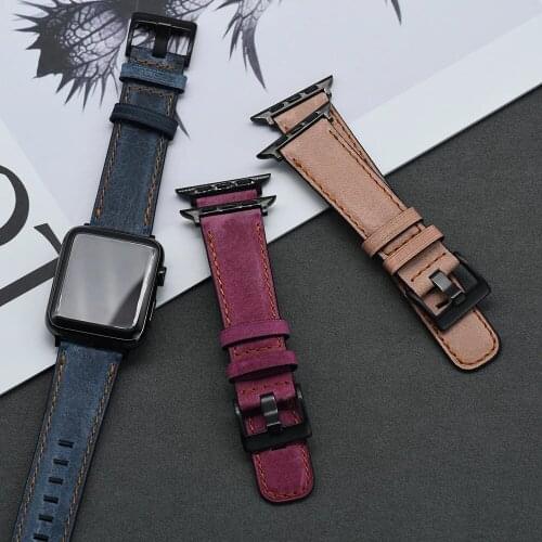 Genuine leather strap for Apple Watch band 44mm 40mm 42mm 38mm iWatch series 6SE 5 4 3 2 1 vintage leather bracelet accessories