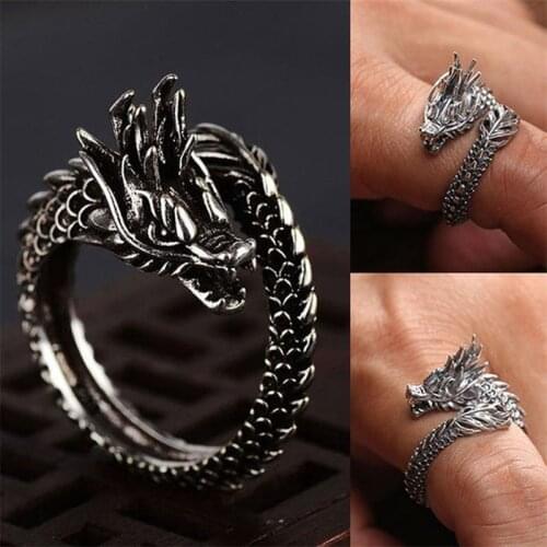 Retro Domineering Black Burly Mens Dragon Ring Punk Accessories Gothic Accessories Mens Jewelry Brothers Gifts