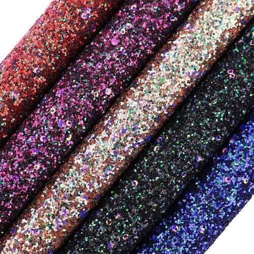 30x134cm Roll Rose Gold With Blue Green Chunky Glitter Fabric Leather Roll For Bows Sawing DIY Honghuxing AY232