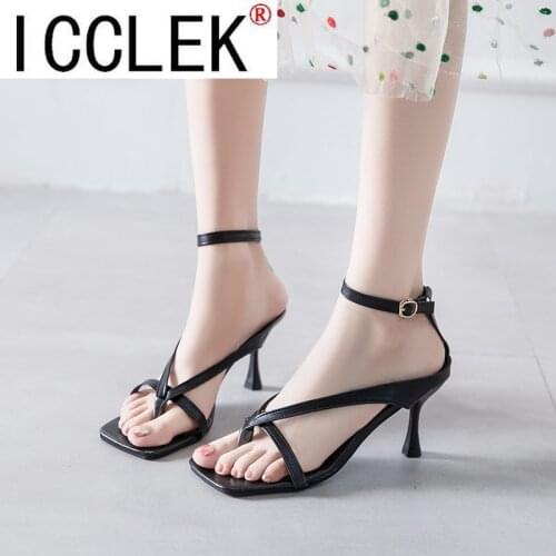 Gladiator High Heels Sandal Shoes Fashion Strap Pinch Sexy Thin High Heel Pumps Square Toe Sandals Shoes Size 43