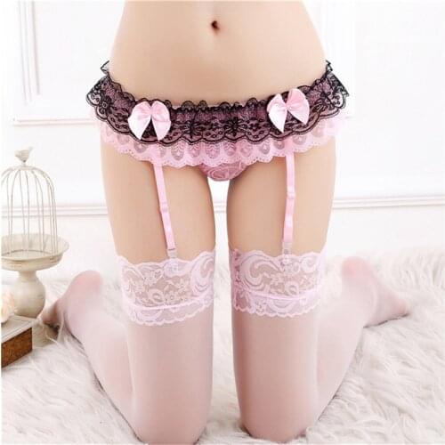 Sexy Garter Belt Women Suspenders Floral Lace Sexy Stockings Erotic Lace Bowknot Thigh High Pantyhose(Without Stockings )