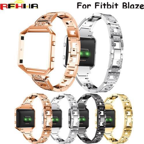 For Fitbit Blaze Rhinestone Watch Bands With Frame Replacement Accessory Bracelet Silver Rose Gold Stainless Steel watchband