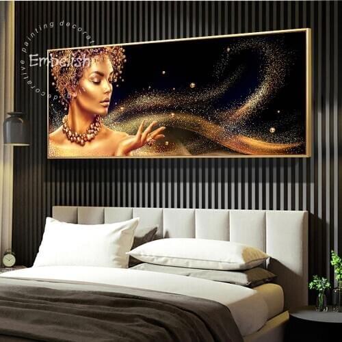 Embelish 1 Pieces Black And Gold African Nude Woman Cuadros Wall Posters For Living Room HD Canvas Painting Home Decor Artworks