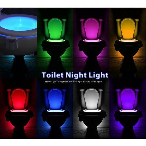 Smart Toilet Nightlight LED Body Motion Activated on/Off Seat Sensor Lamp Bathroom 8 Multicolour Toilet Lamp Hot Selling