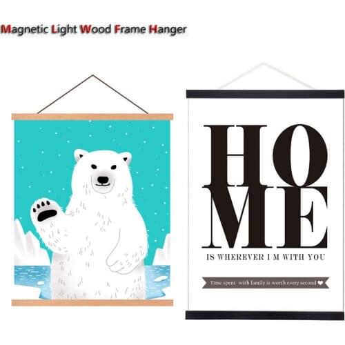 Magnetic Poster Hanger Frame Teak Wooden Hanger Frame Natural Painting Photo Frame Canvas Wall Art Craft Frame Art Hanger