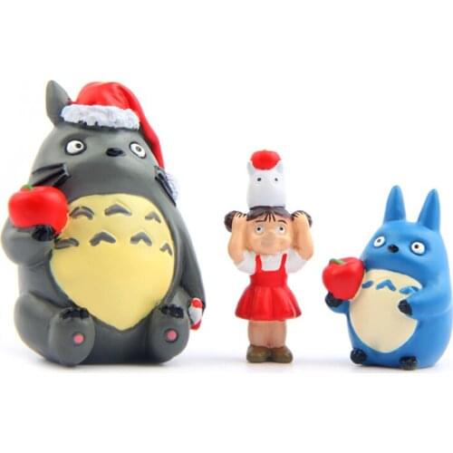 Japanese Anime Totoros Mei Apple Ornament Decoration Figurines DIY Christmas Eve Micro Landscape Toys Dolls Home Decor for Kids