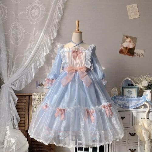 Japanese Sweet Lolita Dress Pearl Princess Cute Style Tea Party Victorian Kawaii Dress Women Princess Gothic Dream Dress