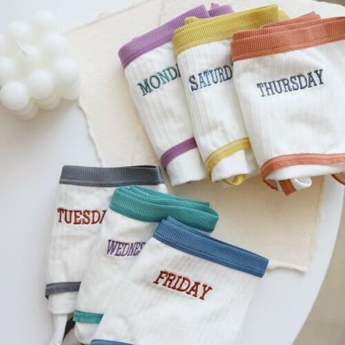 Modal cotton cute week print Panties women summer Japanese sweet Seamless Mid-rise Panties women N711 Crotch 100% cotton