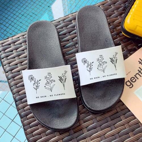 Shoes for Woman Indoor Outdoor Summer Sandals Harajuku Wildflower Pattern Anti-slip Women Pattern Slippers Open Toe Flip Flops