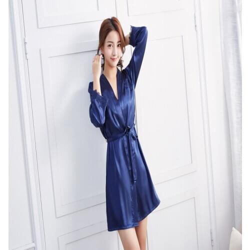 Women sexy bathrobe female bride robe silk spaghetti strap lace sleepwear twinset nightgown set lounge Nightdress #4167