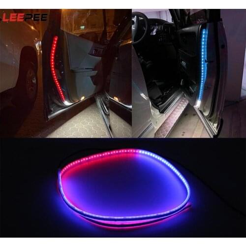 1.2m 12V Car Door Warning Light Decorative Lamp Red&Blue Car Strobe Light 168 LED Light Strip Atmosphere Lamp Tail Light