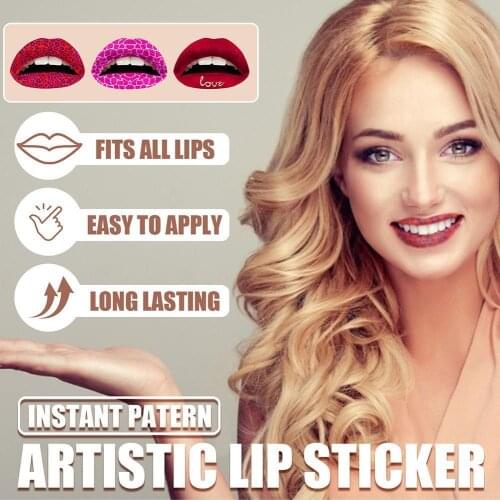 1 Pair Instant Pattern Artistic Lip Sticker Temporary Lip Tattoo Lip Beauty Waterproof Long Lasting One-time Tattoo Sticker