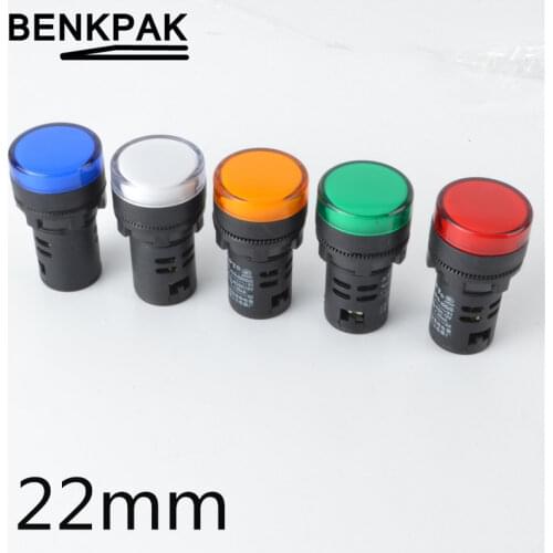 1pcs 5V(6.3V) 12V 24V 220V 22mm Panel Mount LED Power Indicator Pilot Signal Light Lamp