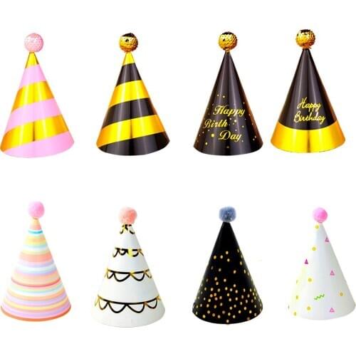 4 pcs/lot Baby Kid Birthday Paper Hat Pink Blue Boy Girl Party Cap Festival Birthday Party Decoration Hat Prince Princess Crown