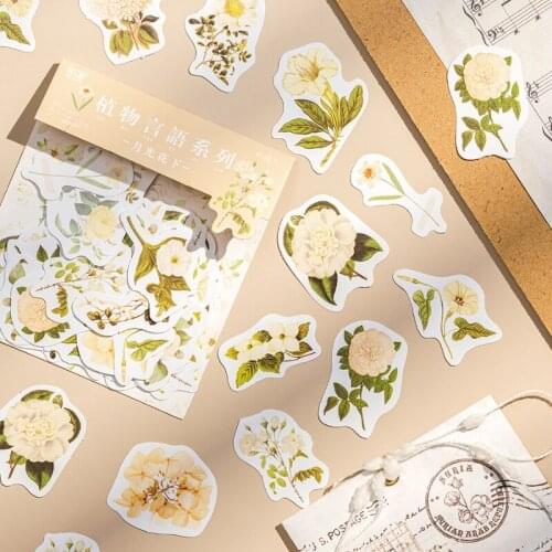45Pcs/Bag Vintage Plant Flower Series Mushroom Journal Decorative Stickers Scrapbooking Stick Label Diary Album Stickers