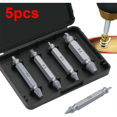 5pcs HSS Material Damaged Screw Extractor Drill Bits Guide Set Broken Speed Out Easy out Bolt Stud Stripped Screw Remover Tool