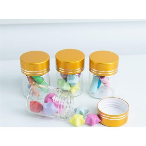 50Pcs 15ml Hyaline Glass Container Spiral Plastic Cap with Golden Tangent Craft Vial Reusable Jars Multipurpose Bottle