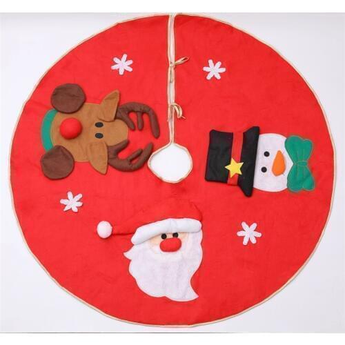 80 Pcs 39.4" Christmas Tree Skirt Santa Claus Snowman Cloth Base Floor Mat Cover Ornaments Xmas Tree Holiday Party Decoration